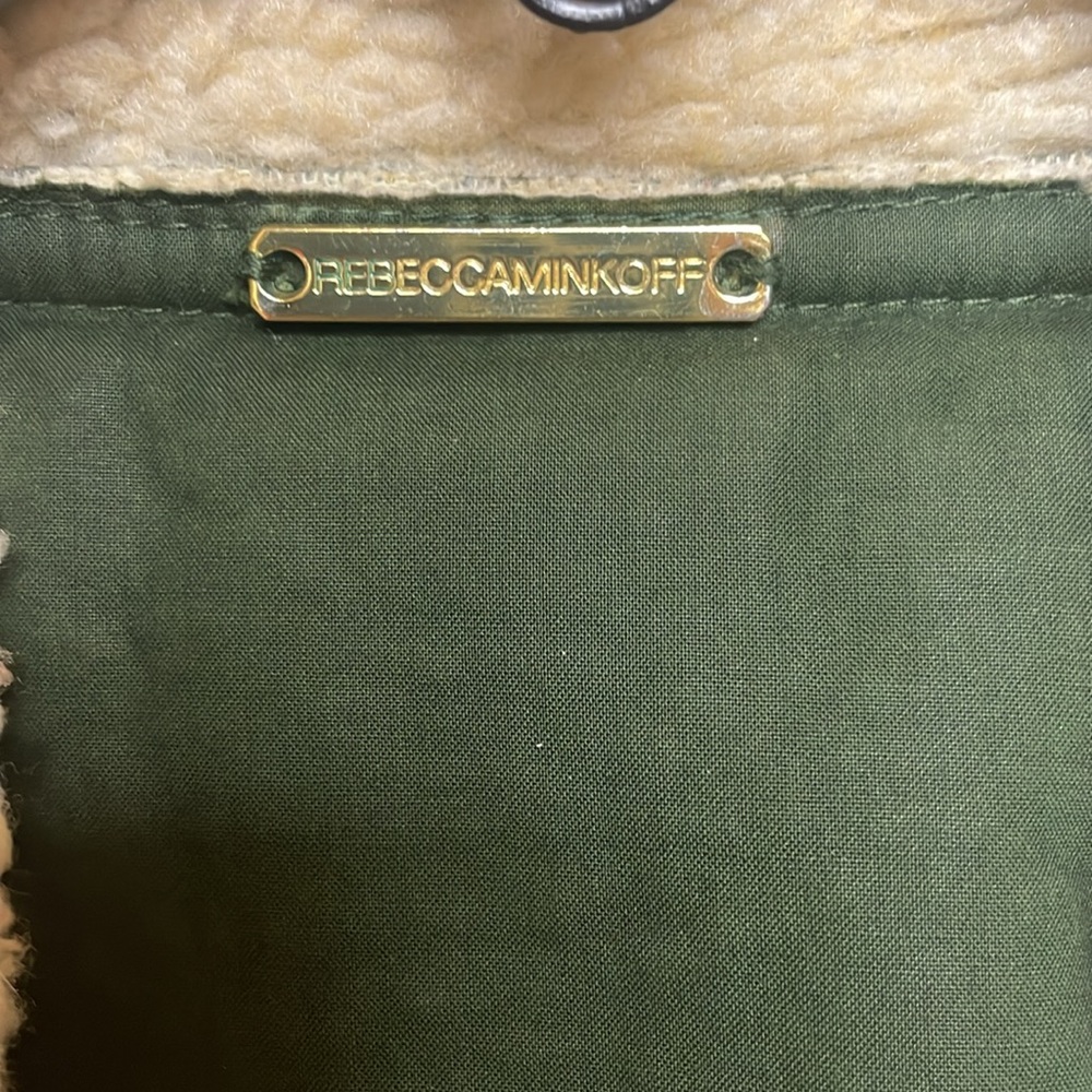 REBECCA MINKOFF Quinn Green Faux Shearling Moto Bomber Jacket NWOT - Picture 5 of 10